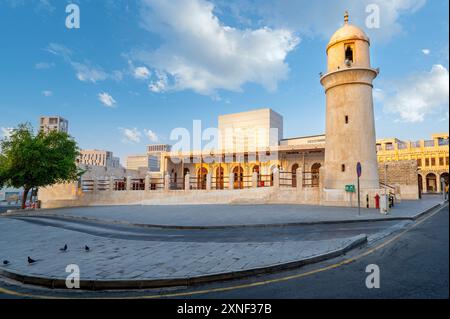 Minareto Moschea nel Souq waqif Doha, Qatar Foto Stock