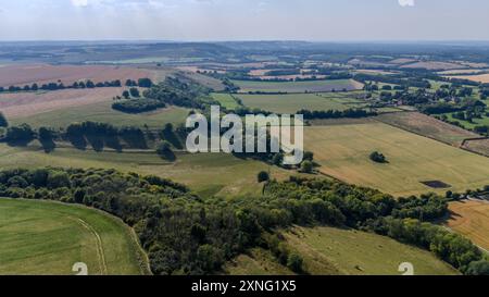 Watership Down nell'Hampshire Aerial View in Summer Sunshine Foto Stock