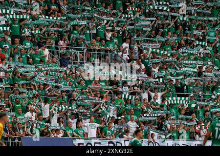 Tifosi di Radomiak durante la partita PKO BP Ekstraklasa tra squadre di Radomiak Radom e Jagiellonia Bialystok allo Stadion Miejski im. Braci Czachorow. Punteggio finale : Radomiak Radom 2 : 3 Jagiellonia Bialystok Foto Stock