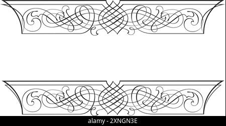 Capitelli di colonna greche stilizzati Corinzio. Dorico. Ionico. Colonne corinzie. Illustrazione vettoriale. Grafica in bianco e nero. Illustrazione Vettoriale