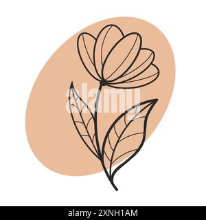 Illustrazione con i fiori che disegnano la linea Foto Stock