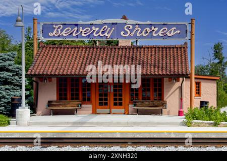 1929 stazione ferroviaria di Beverly Shores e museo a Beverly Shores su una famosa linea ricreativa da Chicago Foto Stock