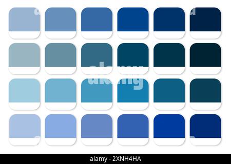 Tavolozza dei colori blu. Varie sfumature di blu. Campioni gradiente. Illustrazione vettoriale. Illustrazione Vettoriale
