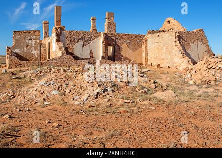 Le rovine del cottage Granny Davies nella città fantasma di Farina Foto Stock