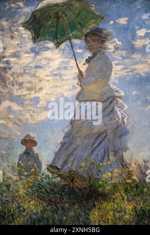 Dipinto di Claude Monet chiamato donna con un ombrellone - Madame Monet e suo figlio, dipinto nel 1875 Foto Stock