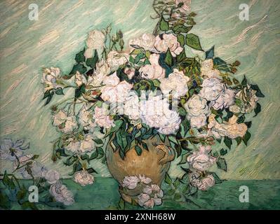 Dipinto di Vincent Van Gogh chiamato Roses, dipinto nel 1890 Foto Stock