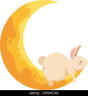 festa di metà autunno e coniglio sulla mezza luna Illustrazione Vettoriale