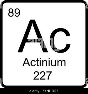 disegno dell'illustrazione dell'atomo di attinio con icona dell'elemento periodico Illustrazione Vettoriale