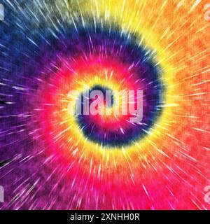 Colorato effetto tie-dye astratto sprial. Progettato per tessuti, tessuti, indumenti, stampe di tessuti, carte da parati, carta da imballaggio, cuscino imbottito Foto Stock