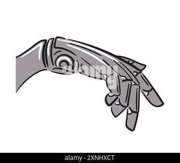 Una rappresentazione creativa di una mano robotica elegante e futuristica, che mette in mostra tecnologia avanzata e design innovativo Illustrazione Vettoriale