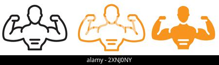 L'uomo ha forti muscoli icona web design collezione di logo in vettoriale piatto Illustrazione Vettoriale