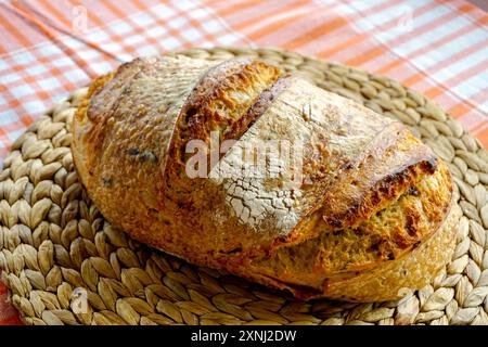 Pane artigianale in cucina vista ravvicinata Foto Stock