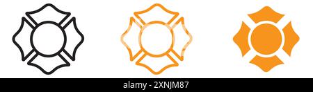 Icona vuota del badge dei Vigili del fuoco, logo del web design, collezione in vettoriale Illustrazione Vettoriale
