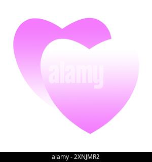 Logo viola a forma di cuore, simbolo dell'amore sul bianco. Astratta due cuori come un unico concetto per il tag regalo e il biglietto d'auguri. Disegno astratto gradiente. Foto Stock