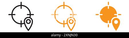 Icona della puntina di posizionamento del mirino, logo del design Web, collezione in vettoriale Illustrazione Vettoriale