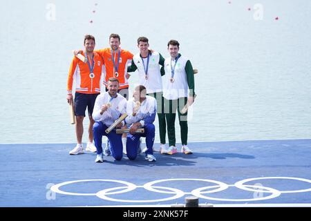 Parigi, Francia. 1 agosto 2024. PARIGI, FRANCIA - 1 AGOSTO: Melvin Twellaar dei Paesi Bassi, Stef Broenink dei Paesi Bassi gareggia nelle finali di doppio Sculls maschile durante il giorno 6 del canottaggio - Giochi Olimpici di Parigi 2024 allo Stadio Nautico Vaires-Sur-Marne il 1 agosto 2024 a Parigi, Francia. (Foto di Rene Nijhuis/Agenzia BSR) credito: Agenzia BSR/Alamy Live News Foto Stock