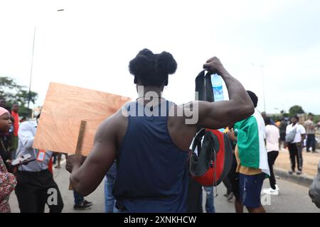 Stato di Lagos, Nigeria, 1 agosto 2024, fine della protesta contro il cattivo governo della Nigeria. 2024. Credito: Victor modo Foto Stock