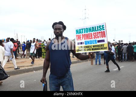 Stato di Lagos, Nigeria, 1 agosto 2024, fine della protesta contro il cattivo governo della Nigeria. 2024. Credito: Victor modo Foto Stock