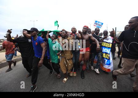 Stato di Lagos, Nigeria, 1 agosto 2024, fine della protesta contro il cattivo governo della Nigeria. 2024. Credito: Victor modo Foto Stock