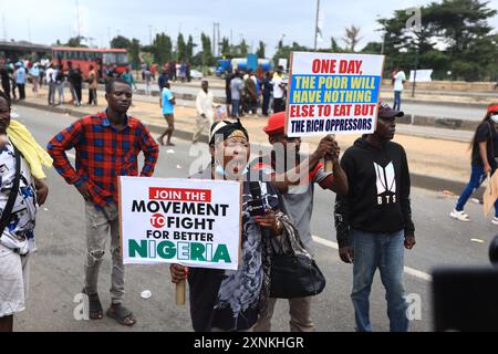 Stato di Lagos, Nigeria, 1 agosto 2024, fine della protesta contro il cattivo governo della Nigeria. 2024. Credito: Victor modo Foto Stock