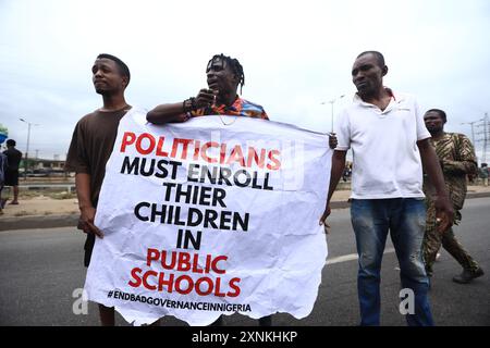 Stato di Lagos, Nigeria, 1 agosto 2024, fine della protesta contro il cattivo governo della Nigeria. 2024. Credito: Victor modo Foto Stock