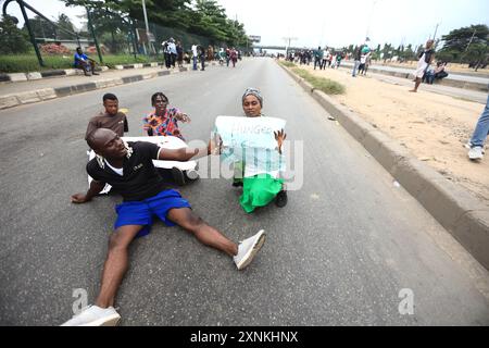 Stato di Lagos, Nigeria, 1 agosto 2024, fine della protesta contro il cattivo governo della Nigeria. 2024. Credito: Victor modo Foto Stock