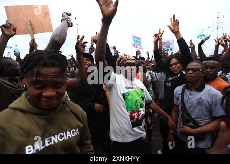 Stato di Lagos, Nigeria, 1 agosto 2024, fine della protesta contro il cattivo governo della Nigeria. 2024. Credito: Victor modo Foto Stock