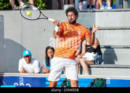 PARIGI, FRANCIA - LUGLIO 29: Robin Haase dei Paesi Bassi gareggia nel primo turno doppio maschile durante la terza giornata di tennis - Giochi Olimpici di Parigi 2024 allo stadio Roland-Garros il 29 luglio 2024 a Parigi, Francia. (Foto di Andre Weening/Orange Pictures) Foto Stock