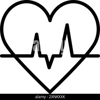 Icona della linea del battito HART. Illustrazione vettoriale isolata su sfondo bianco. Firma vettoriale per app mobili e siti Web Illustrazione Vettoriale