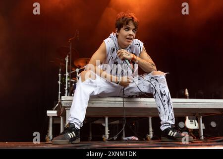 Fredrikstad, Norvegia. 26 luglio 2024. Il metalcore norvegese Storm esegue un concerto dal vivo durante il festival norvegese Maanefestivalen 2024 a Fredrikstad. Foto Stock