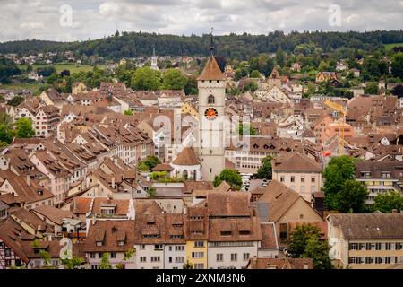 Vista panoramica aerea di Sciaffusa, Svizzera Foto Stock