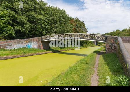 Toll End Bridge a Windmill End Junction sul canale Dudley, che prende il nome dai lavori di Toll End dove il ponte strutturale in ferro è stato realizzato localmente Foto Stock