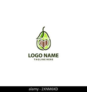love avocado line logo design vettoriale Illustrazione Vettoriale