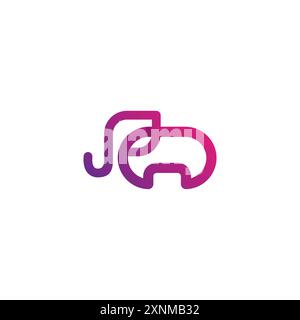 vettore logo linea elefante Illustrazione Vettoriale