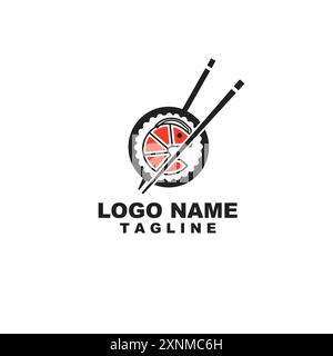 design vettoriale con logo shrimp sushime Illustrazione Vettoriale