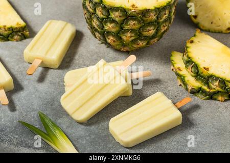 Ananas Pina Colada Popsicles con cocco Foto Stock