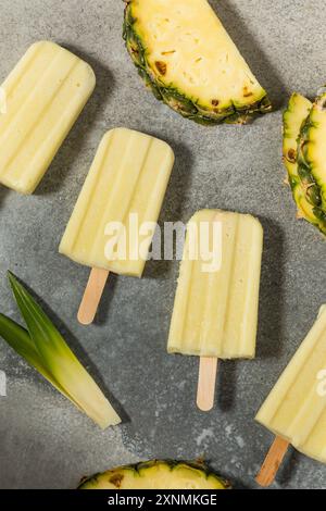 Ananas Pina Colada Popsicles con cocco Foto Stock