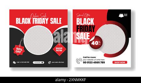 Design del modello di banner per i social media super-saldi Black Friday Illustrazione Vettoriale