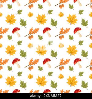 foglie autunnali e funghi Illustrazione Vettoriale