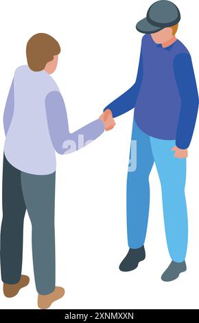 Due uomini d'affari che stringono la mano, raggiungono un accordo e avviano una partnership Illustrazione Vettoriale