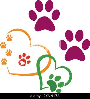 Illustrazione dello stile vettoriale Dog Paw Art Illustrazione Vettoriale