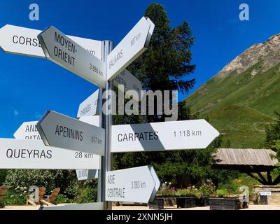 Giardino alpino, passo Lautaret, catena Oisans, Alpi francesi, Hautes-Alpes, Francia Foto Stock