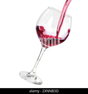 vino rosso servito in un bicchiere trasparente Foto Stock