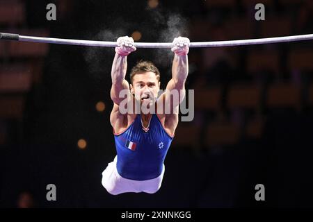 Paul Degouy (Francia). Campionati europei di Monaco 2022: Ginnastica artistica, bar orizzontale maschile Foto Stock