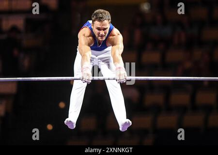 Paul Degouy (Francia). Campionati europei di Monaco 2022: Ginnastica artistica, bar orizzontale maschile Foto Stock