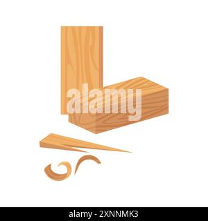 Blocchi di legno, trucioli e pezzi d'asta di legno ricavati dall'illustrazione vettoriale della segheria Illustrazione Vettoriale