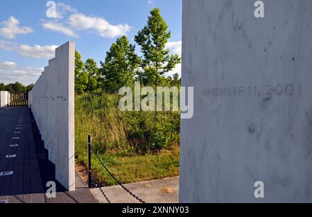 Il muro dei nomi in onore di coloro che sono stati persi l'11 settembre si trova vicino al sito dell'incidente presso il Flight 93 National Memorial nella Pennsylvania rurale. Foto Stock