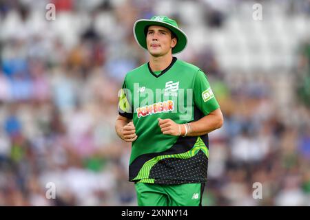 Southampton, Regno Unito. 1° agosto 2024. James Coles di Southern Brave durante il Hundred Men's Match tra Southern Brave e Manchester Originals all'Utilita Bowl. Crediti: Dave Vokes/Alamy Live News Foto Stock