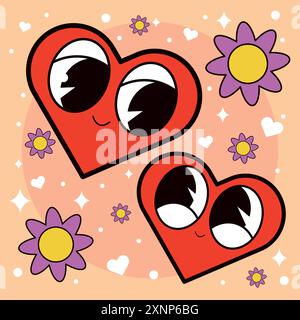 Cuori il personaggio dei cartoni animati Vector Illustrazione Vettoriale