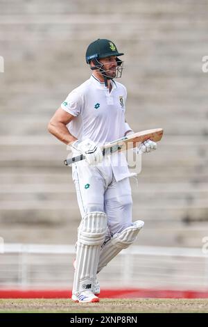 1 agosto 2024: Aiden Markram del Sud Africa contro il West Indies Championship XI durante il tour in Sud Africa del West Indies test Warmup match alla Brian Lara Cricket Academy il 1 agosto 2024 a Tarouba. (Foto di Daniel Prentice/Alamy) credito: Daniel Prentice/Alamy Live News Foto Stock